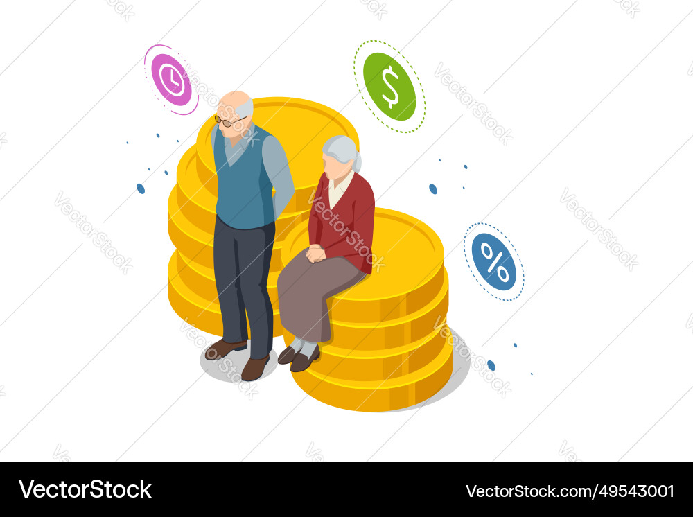 Isometric retirement savings concept financial vector image