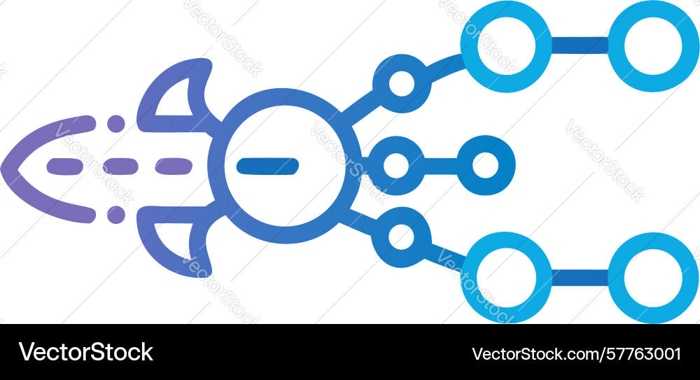 Rocket with network links connected space Vector Image