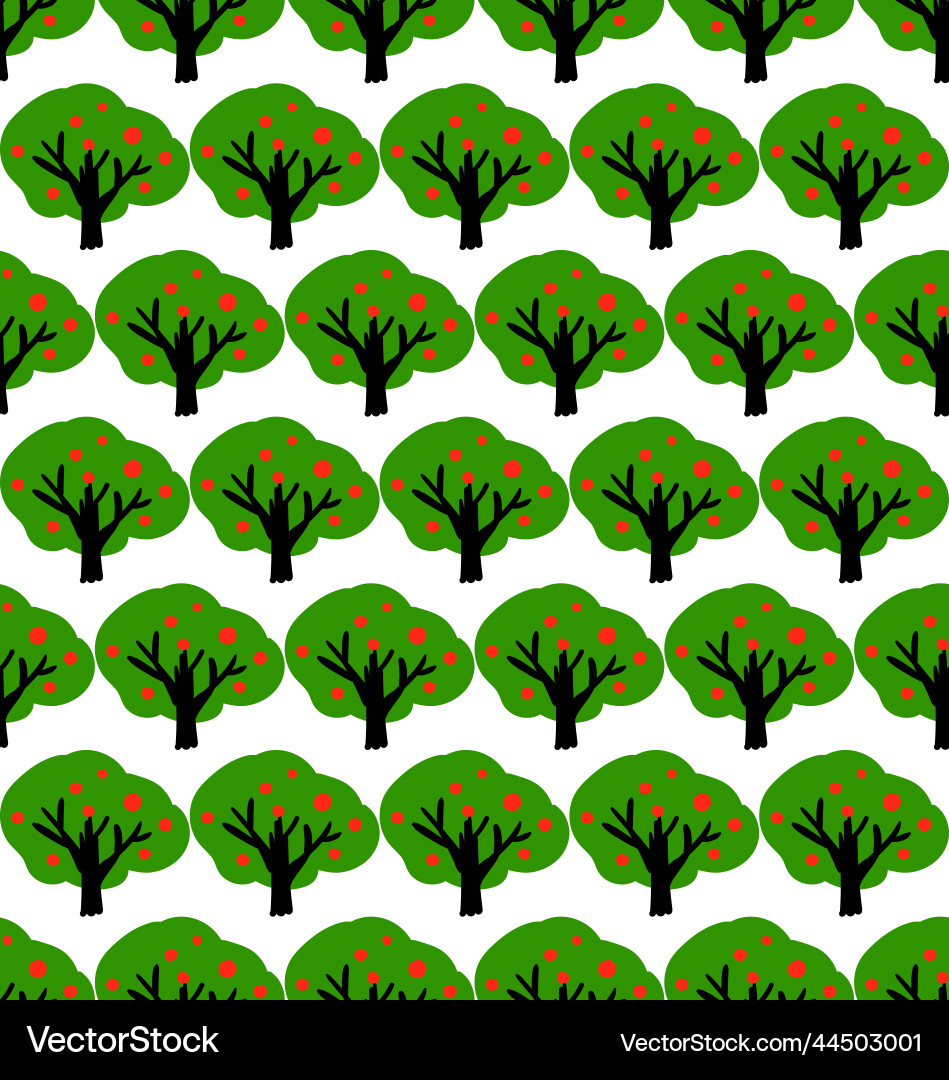 Seamless pattern made of trees flat style vector image