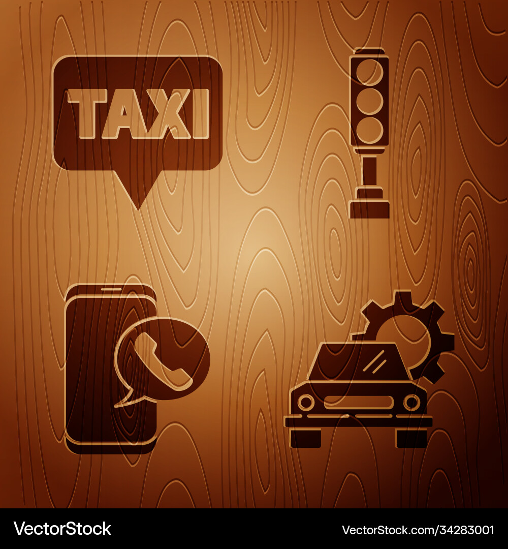 Set car service map pointer with taxi call Set car service map pointer with taxi call vector image