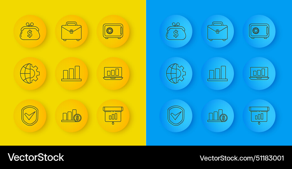 Set line shield with check mark globe Set line shield with check mark globe vector image