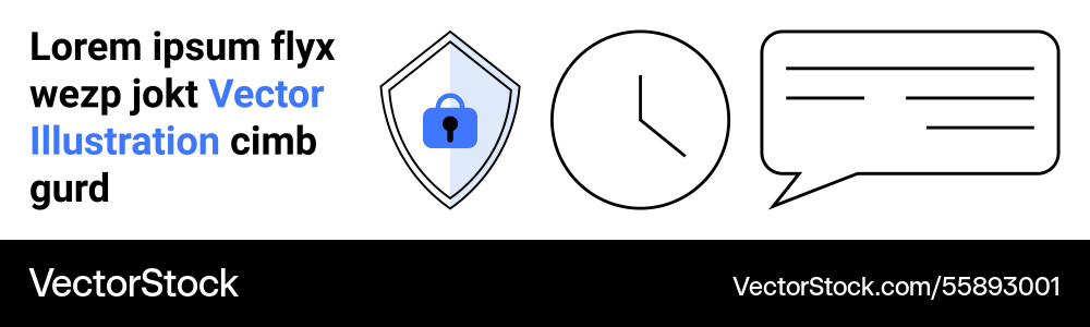 Shield with lock clock and chat bubble Shield with lock clock and chat bubble vector image