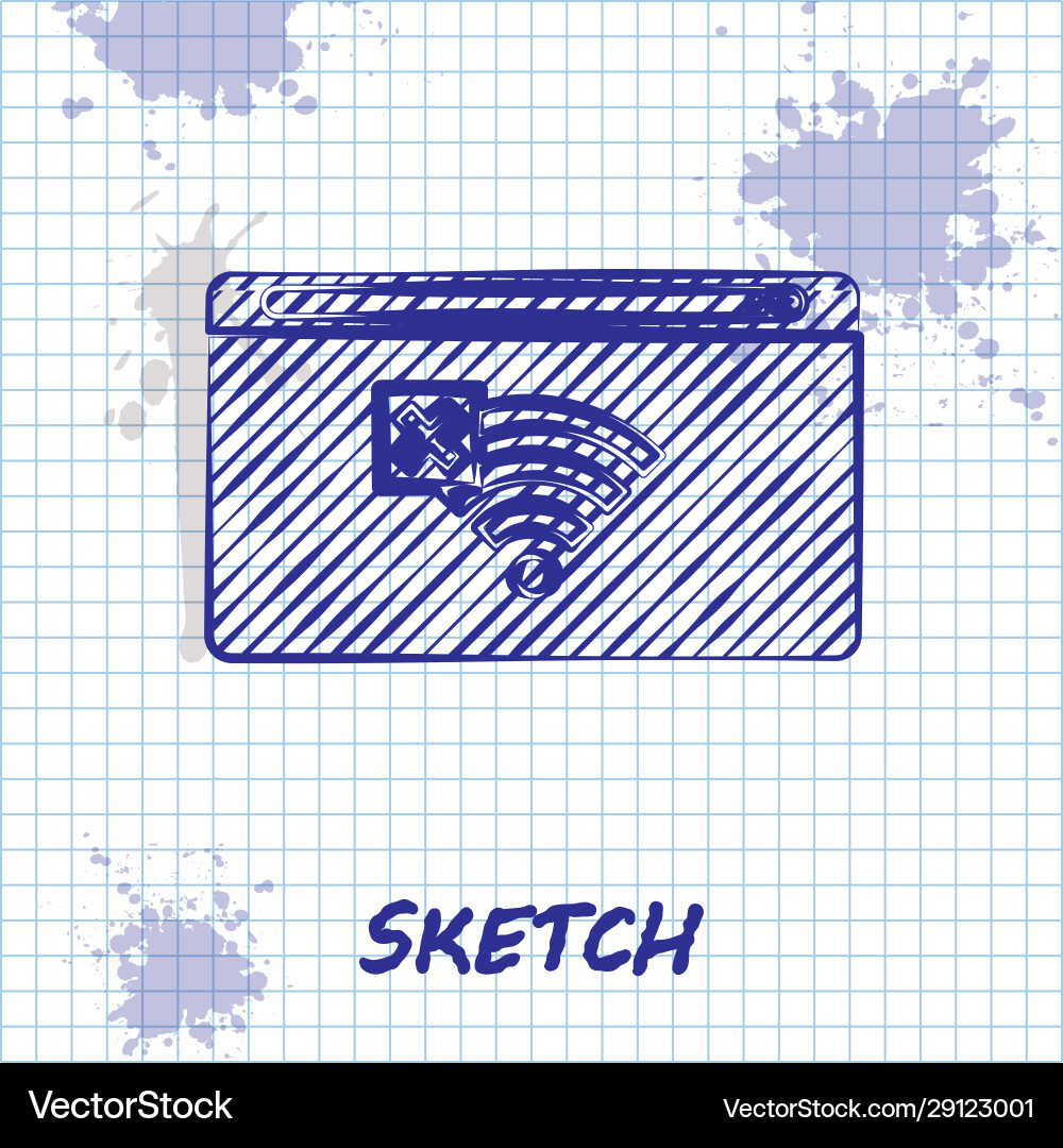 Sketch line no internet connection icon isolated Sketch line no internet connection icon isolated Vector Image