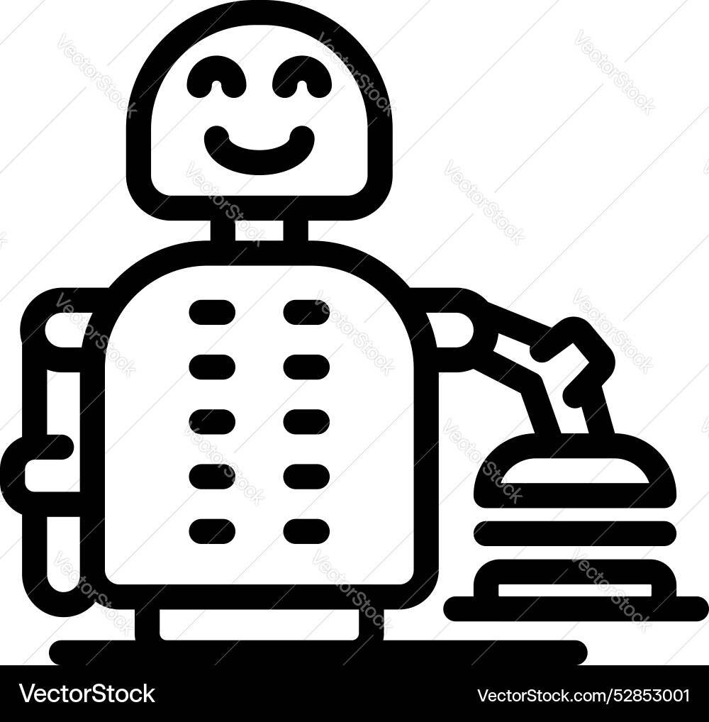 Smiling robot holding joystick playing video games Smiling robot holding joystick playing video games vector image