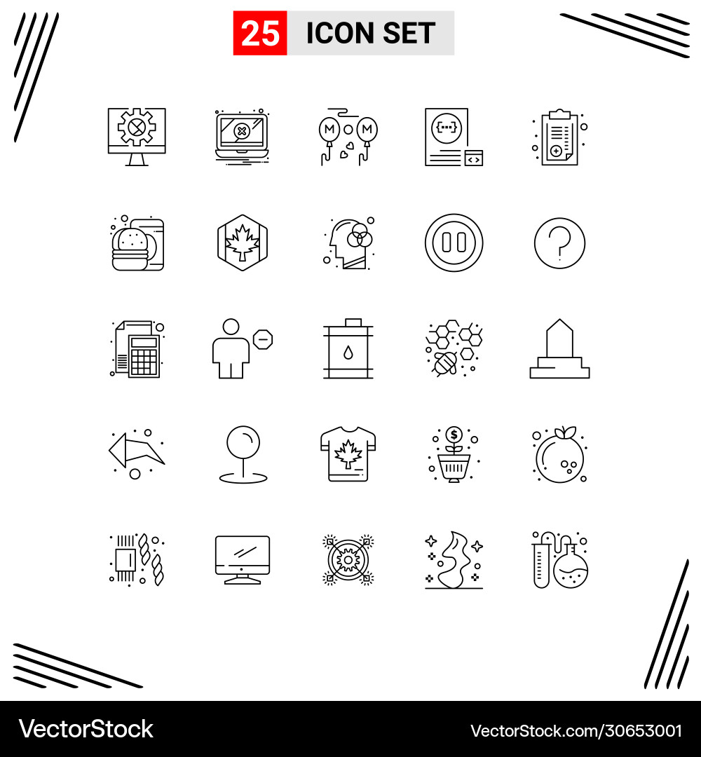 User interface pack 25 basic lines document vector image