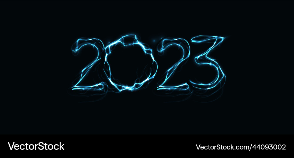 2023 numbers with magic luminous lightning contour 2023 numbers with magic luminous lightning contour vector image