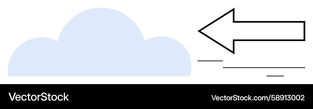 Cloud with leftward arrow representing data Cloud with leftward arrow representing data Vector Image