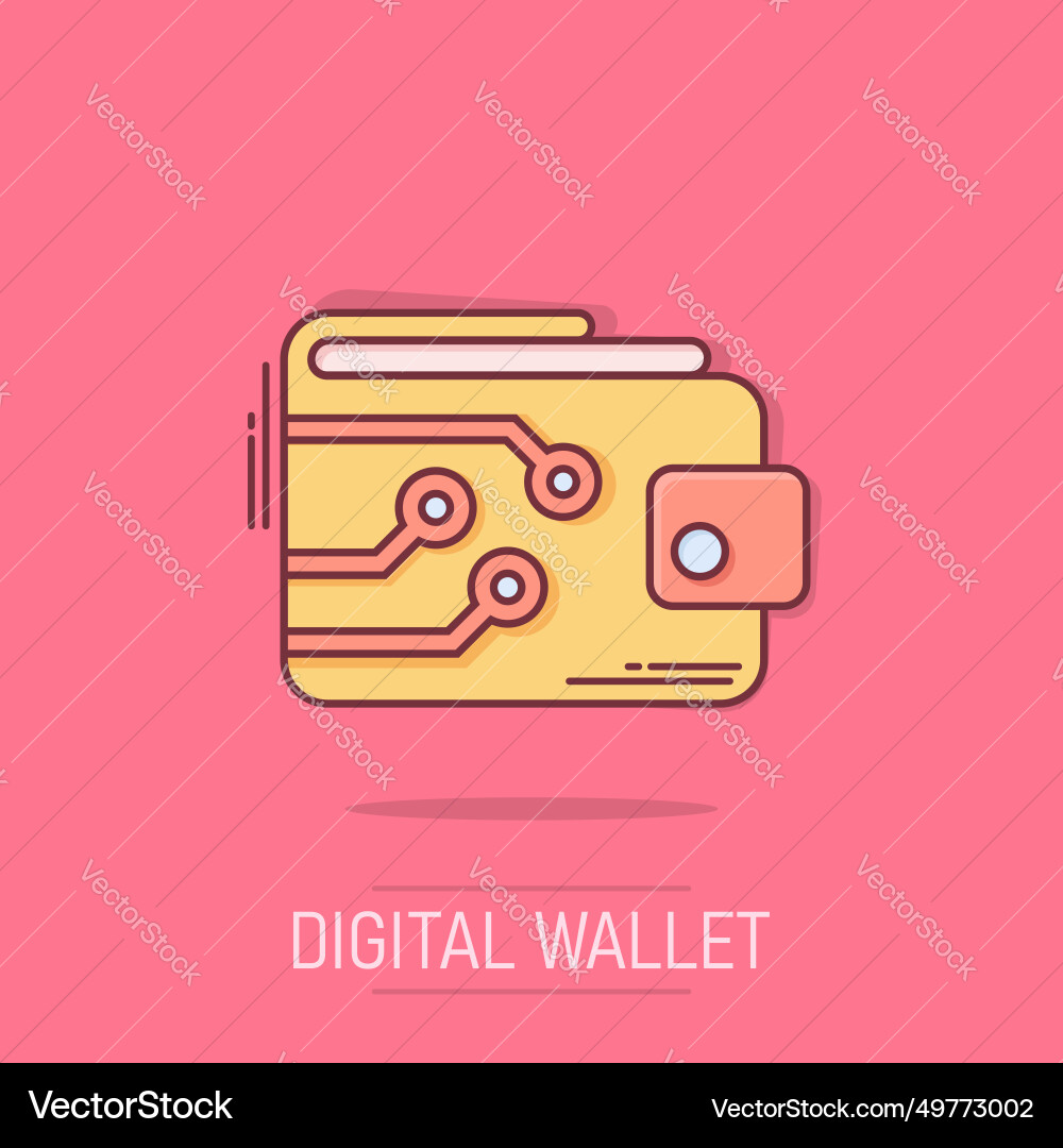 Digital wallet icon in comic style crypto bag – Royalty-Free Vector |  VectorStock