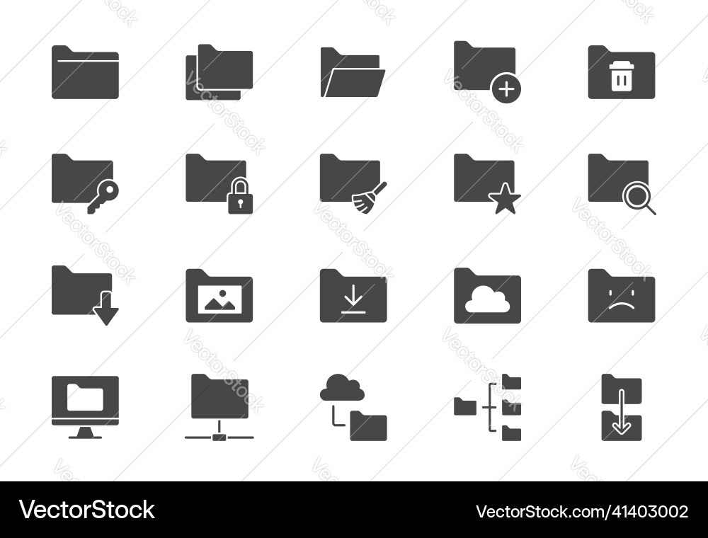 Folder Icon Set - Flat Style Royalty Free Vector Image