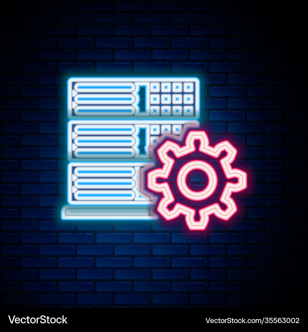 Glowing neon line server setting icon isolated Glowing neon line server setting icon isolated vector image