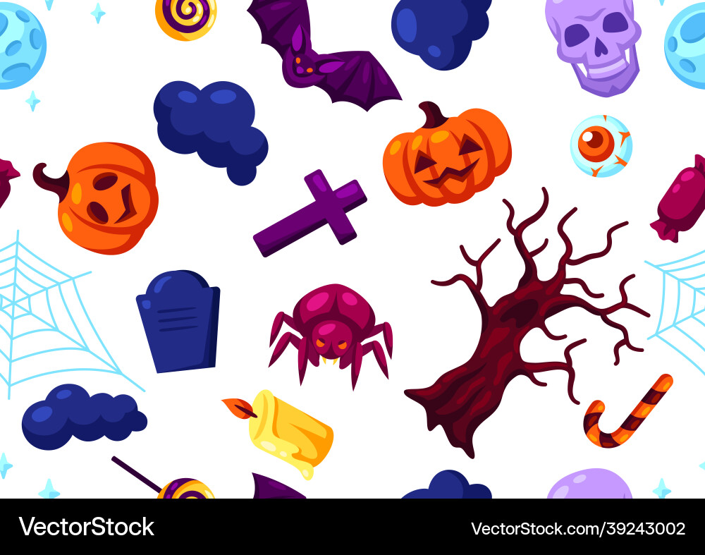 Happy halloween seamless pattern with celebration Happy halloween seamless pattern with celebration vector image