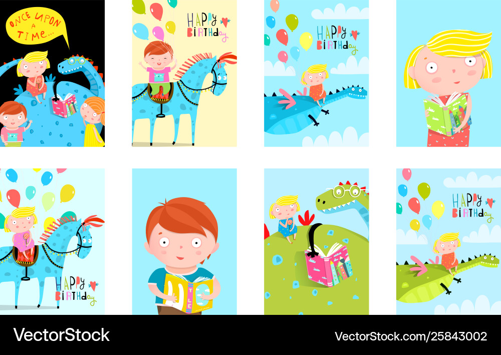 Kinder Geburtstag Reading Party vektorbild