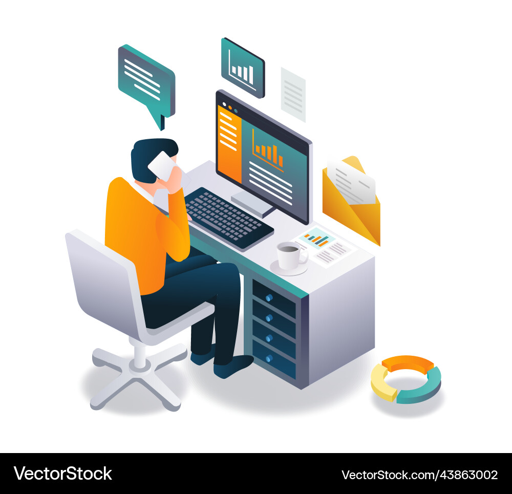 Man is sending email safely Man is sending email safely Vector Image