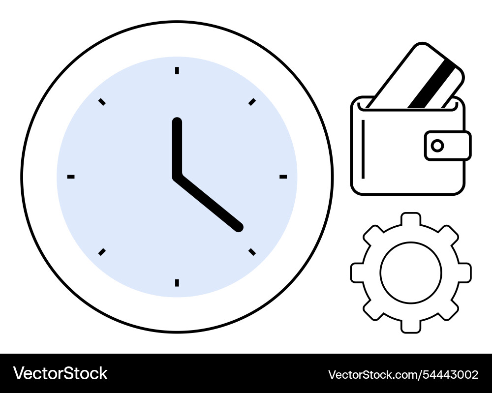 Modern time management concepts with clock wallet Vector Image