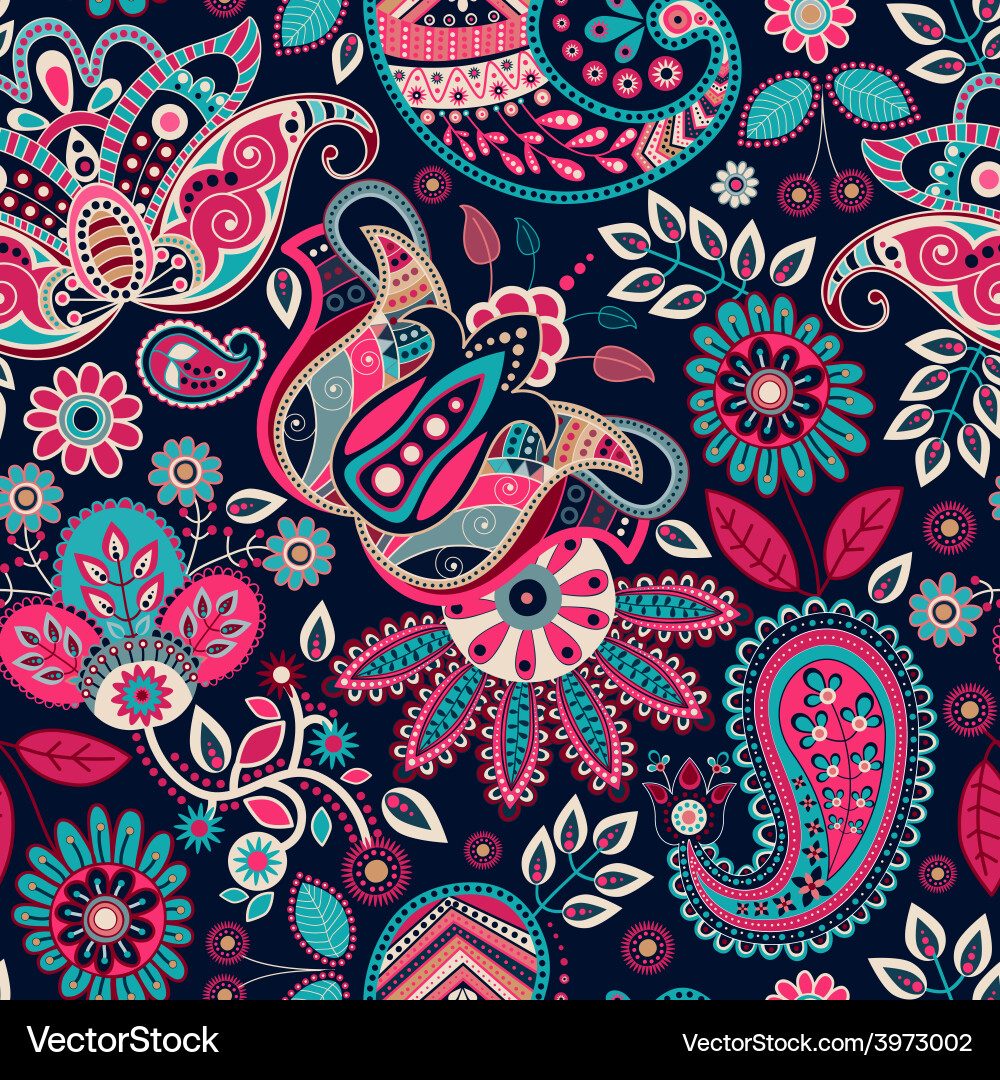 Paisley Floral Pattern vector image
