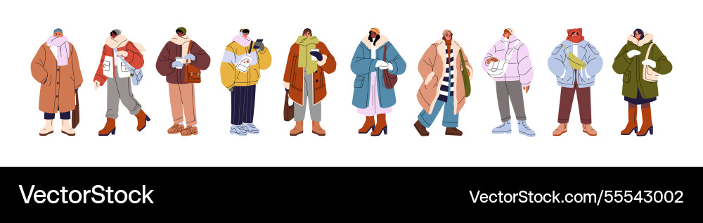 People wrap in winter clothes set persons wearing People wrap in winter clothes set persons wearing vector image