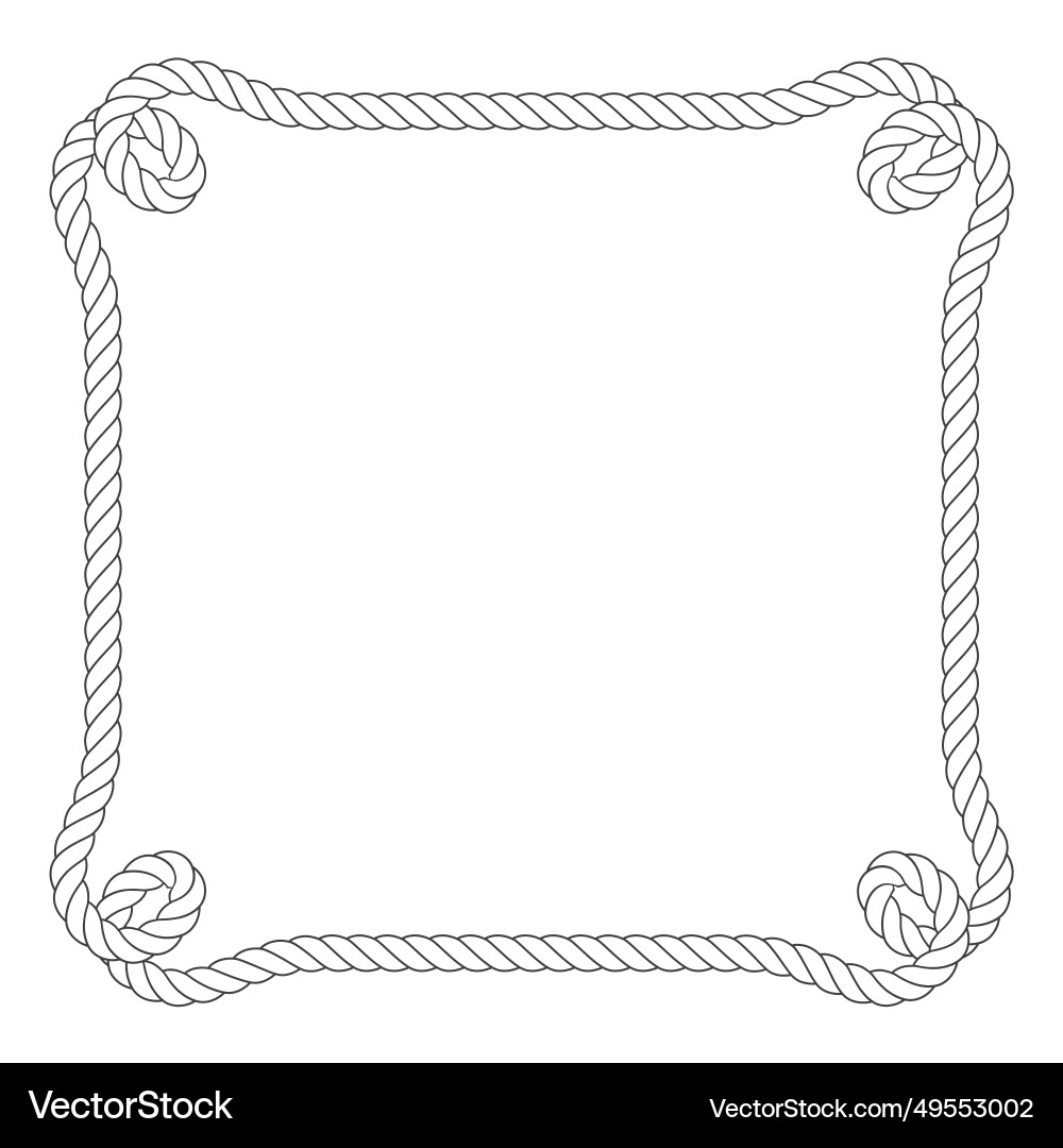 Rope Border Frame with Corner Loops vector image