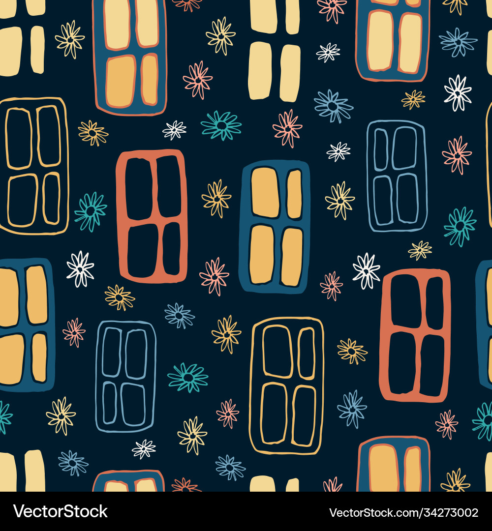 Seamless pattern colorful lined doodles Seamless pattern colorful lined doodles vector image