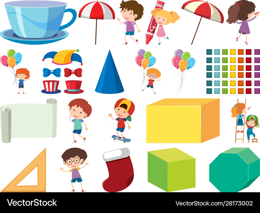 Set isolated objects theme stationeries vector image