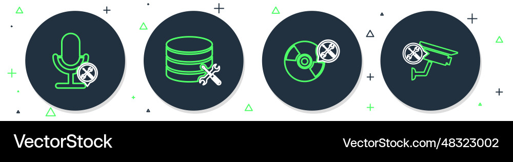 Set line database server service cd or dvd disk Set line database server service cd or dvd disk vector image