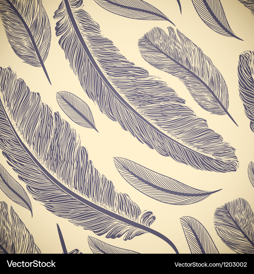 Vintage Feather Seamless Pattern – Royalty-Free Vector | VectorStock, image size:1000x1080