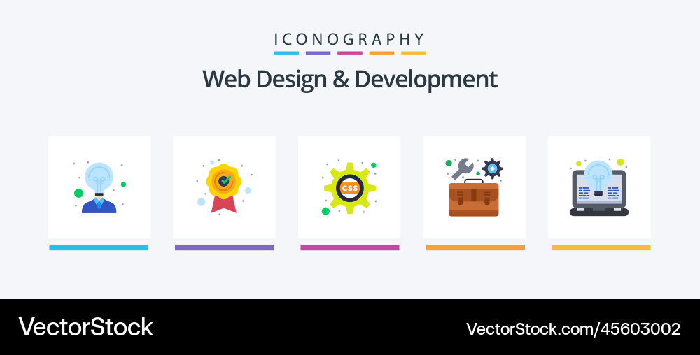 Web design and development flat 5 icon pack Vector Image