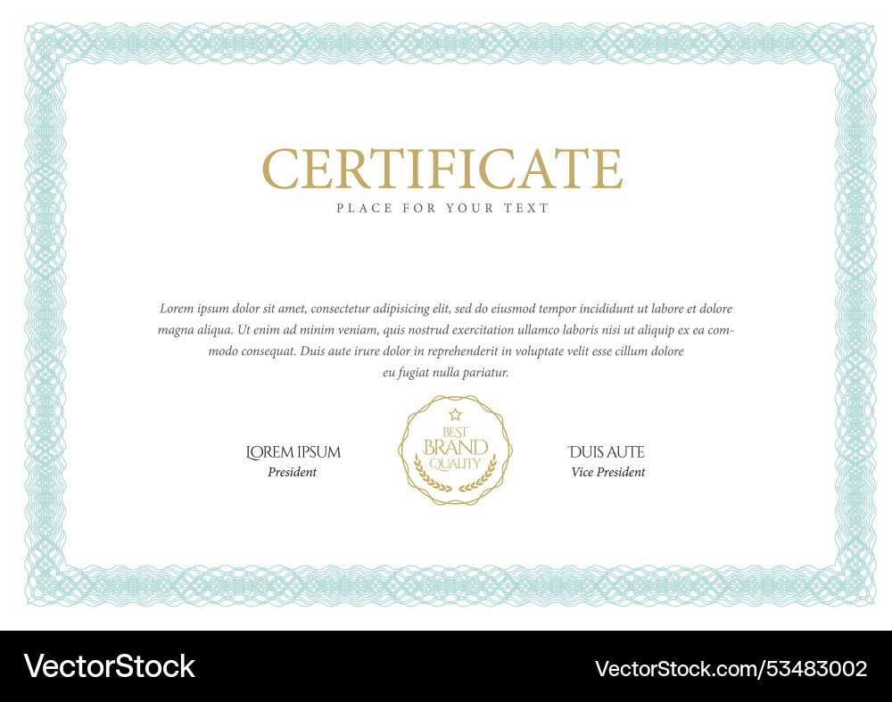 Zertifikat blau oder azure Vorlage Vintage Stile Zertifikat blau oder azure Vorlage Vintage Stile Vektorbild