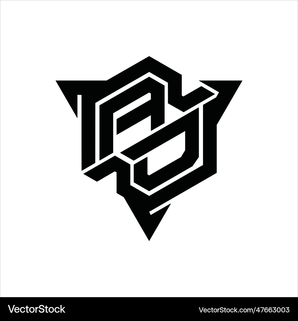 Ad logo monogram hexagon shape with triangle Vector Image