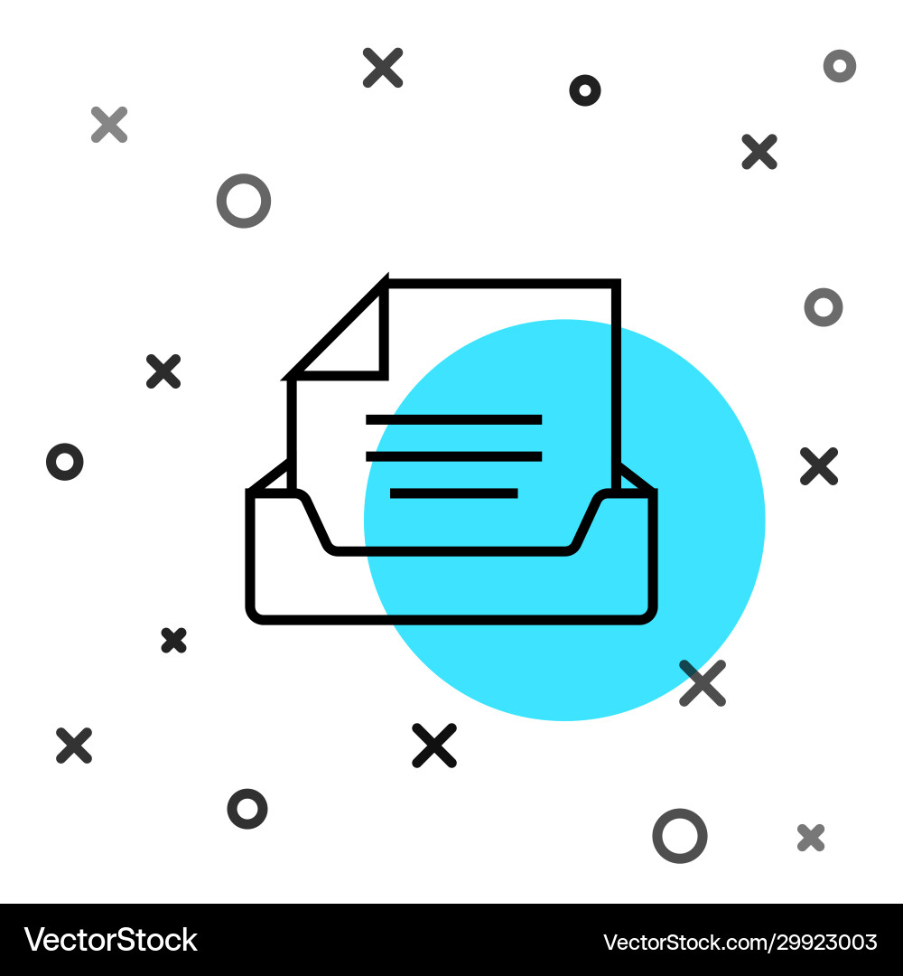 Black line drawer with document icon isolated Black line drawer with document icon isolated vector image