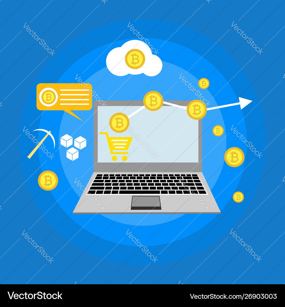 Blockchain scheme mining crypto currency server Blockchain scheme mining crypto currency server vector image