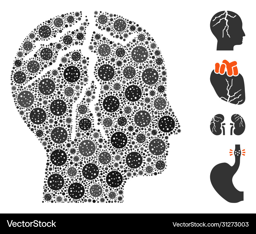 Brain cancer collage coronavirus elements Brain cancer collage coronavirus elements vector image