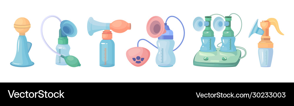 Breast pump cartoon set icon Breast pump cartoon set icon vector image