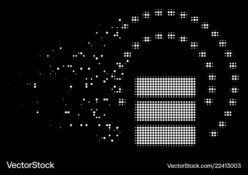 Bright moving pixelated halftone database sphere Bright moving pixelated halftone database sphere vector image