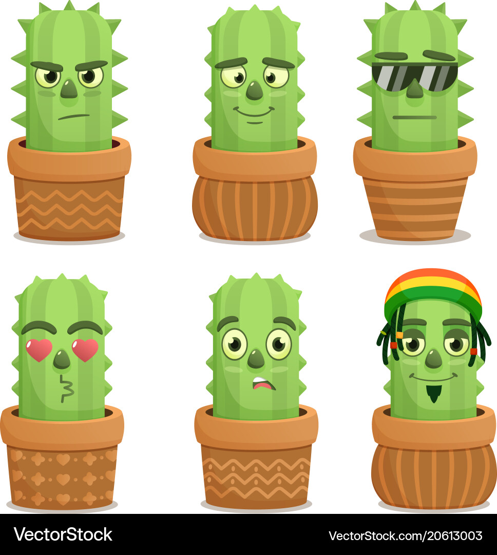 Cactus emotion characters set Cactus emotion characters set vector image