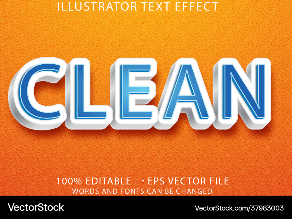 Clean 3d -editable text effect vector image