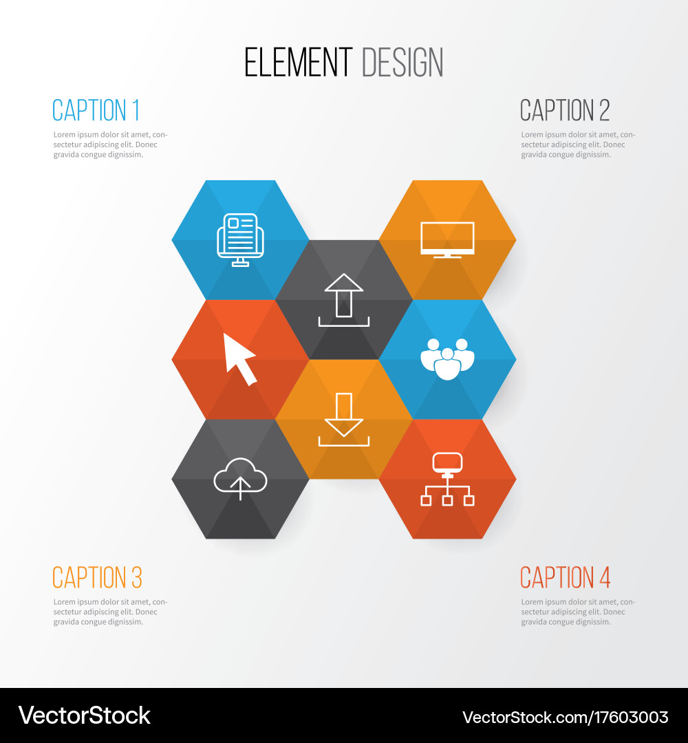 Connection icons set collection of down arrow vector image