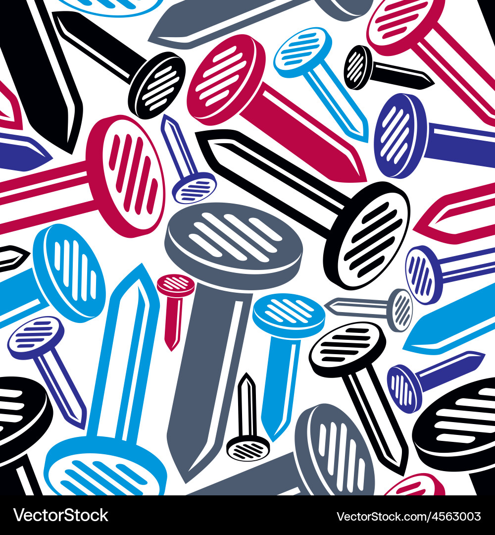 Continuous backdrop with three-dimensional nails Vector Image