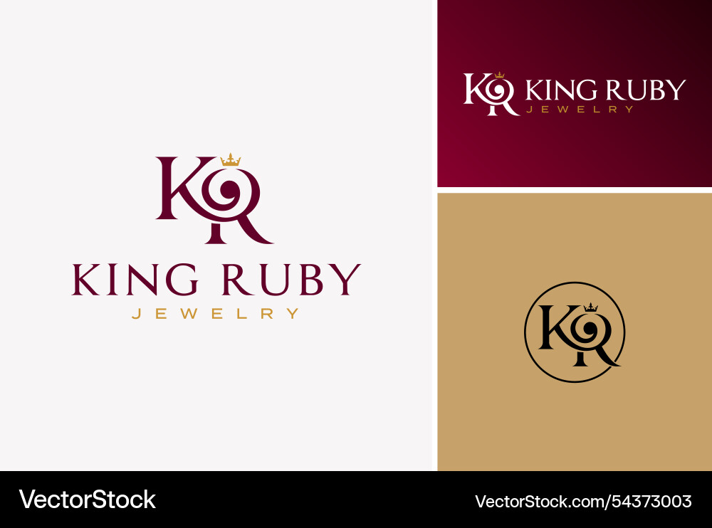Crown initial letter kr monogram royal logo Vector Image