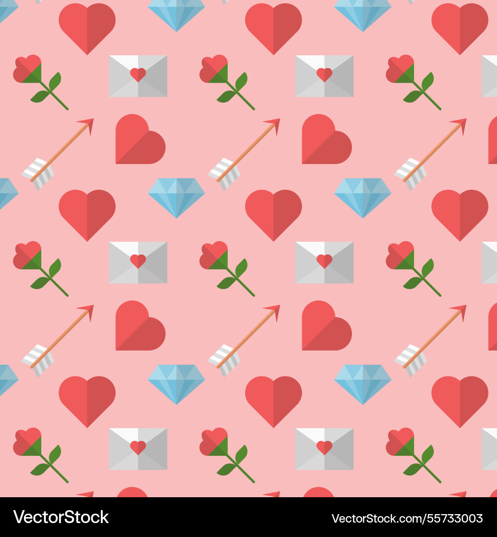 Decorative pattern with valentine elements Vector Image