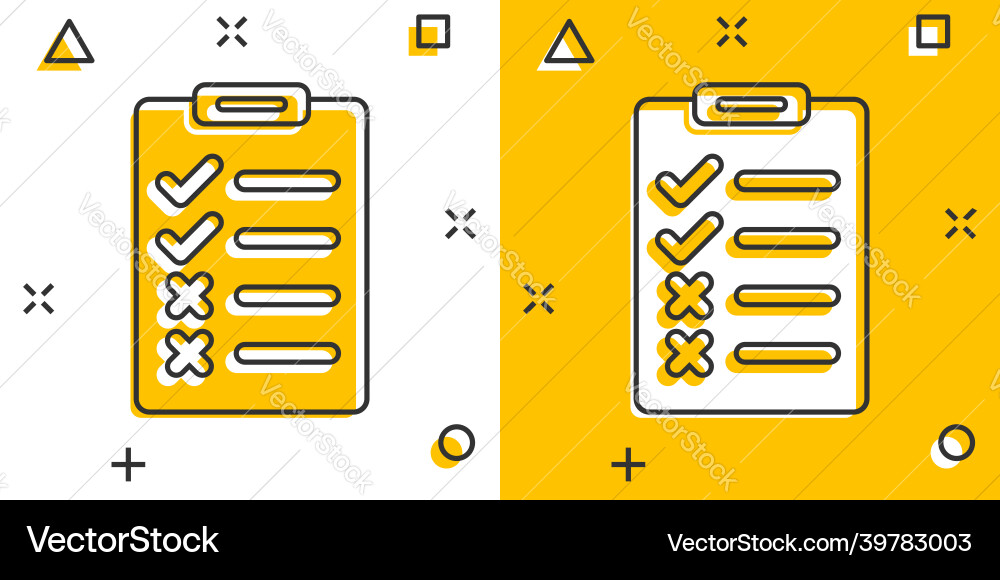 Document checklist icon in comic style report Vector Image
