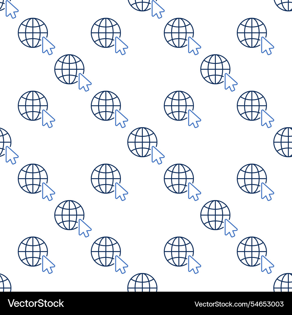 Earth globe with mouse cursor seamless pattern Earth globe with mouse cursor seamless pattern vector image
