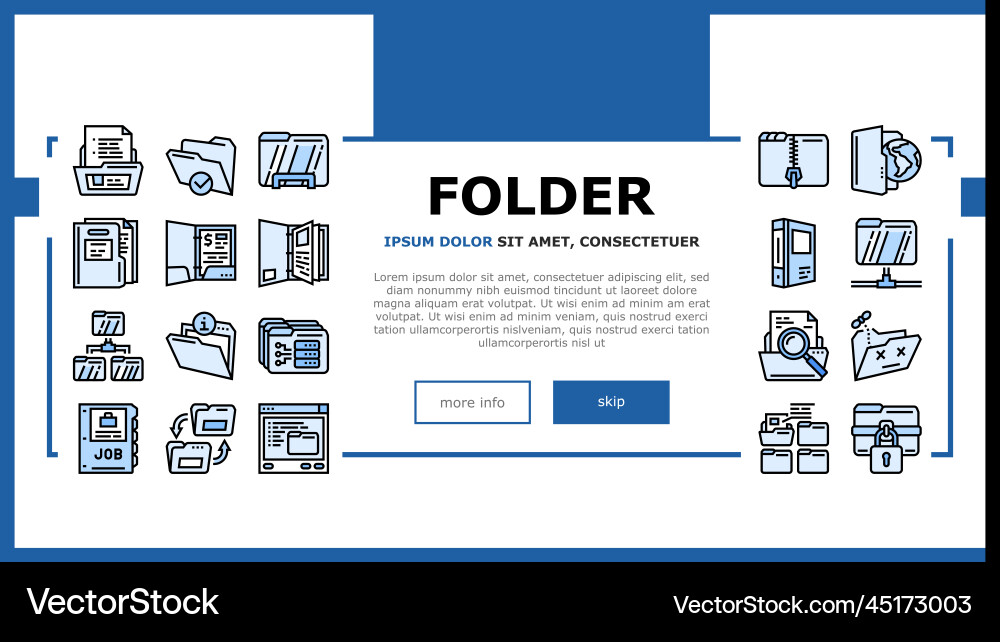 Folder paper business file empty landing header Folder paper business file empty landing header vector image