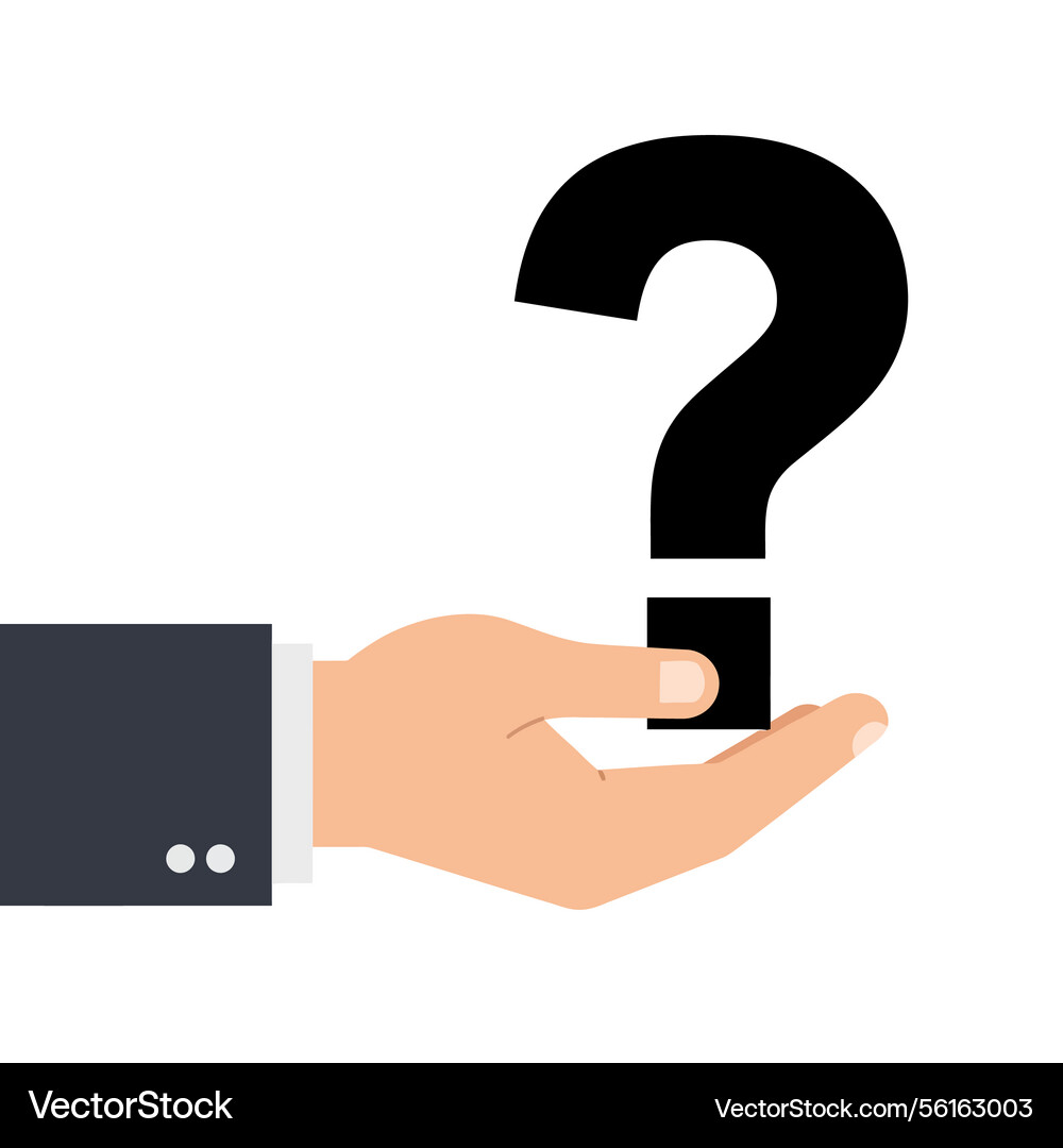 Hand holding a large question mark in flat design Hand holding a large question mark in flat design vector image
