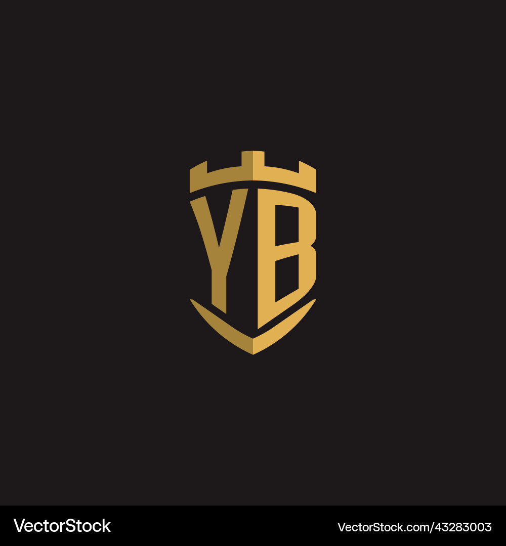 Initials yb logo monogram with shield style design Initials yb logo monogram with shield style design Vector Image
