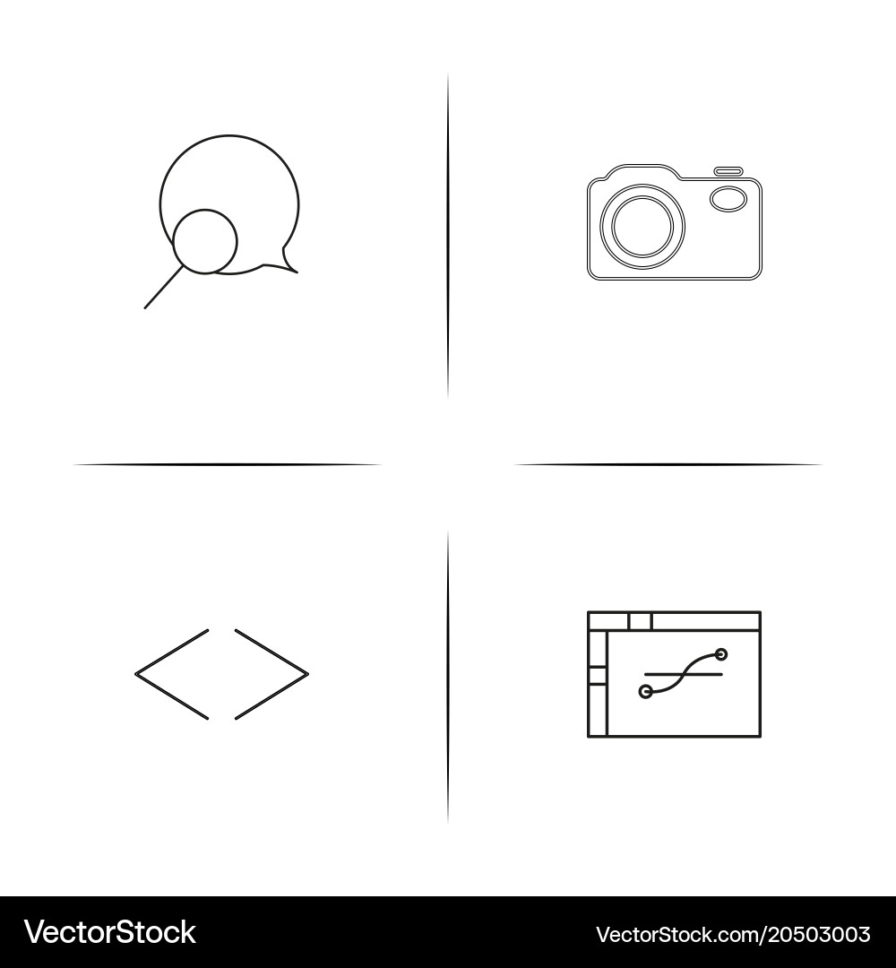 Interface simple linear icons set outlined vector image