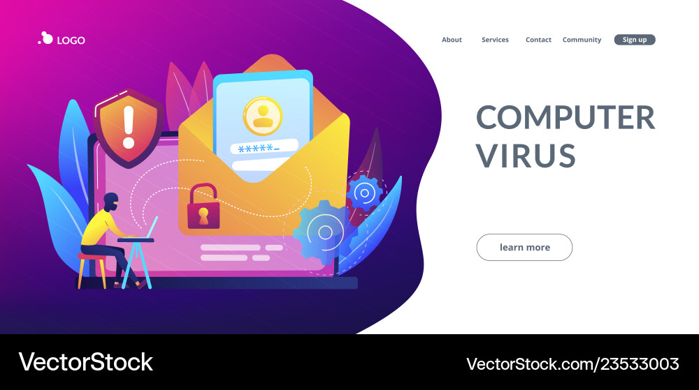 Malware computer virus concept landing page Vector Image