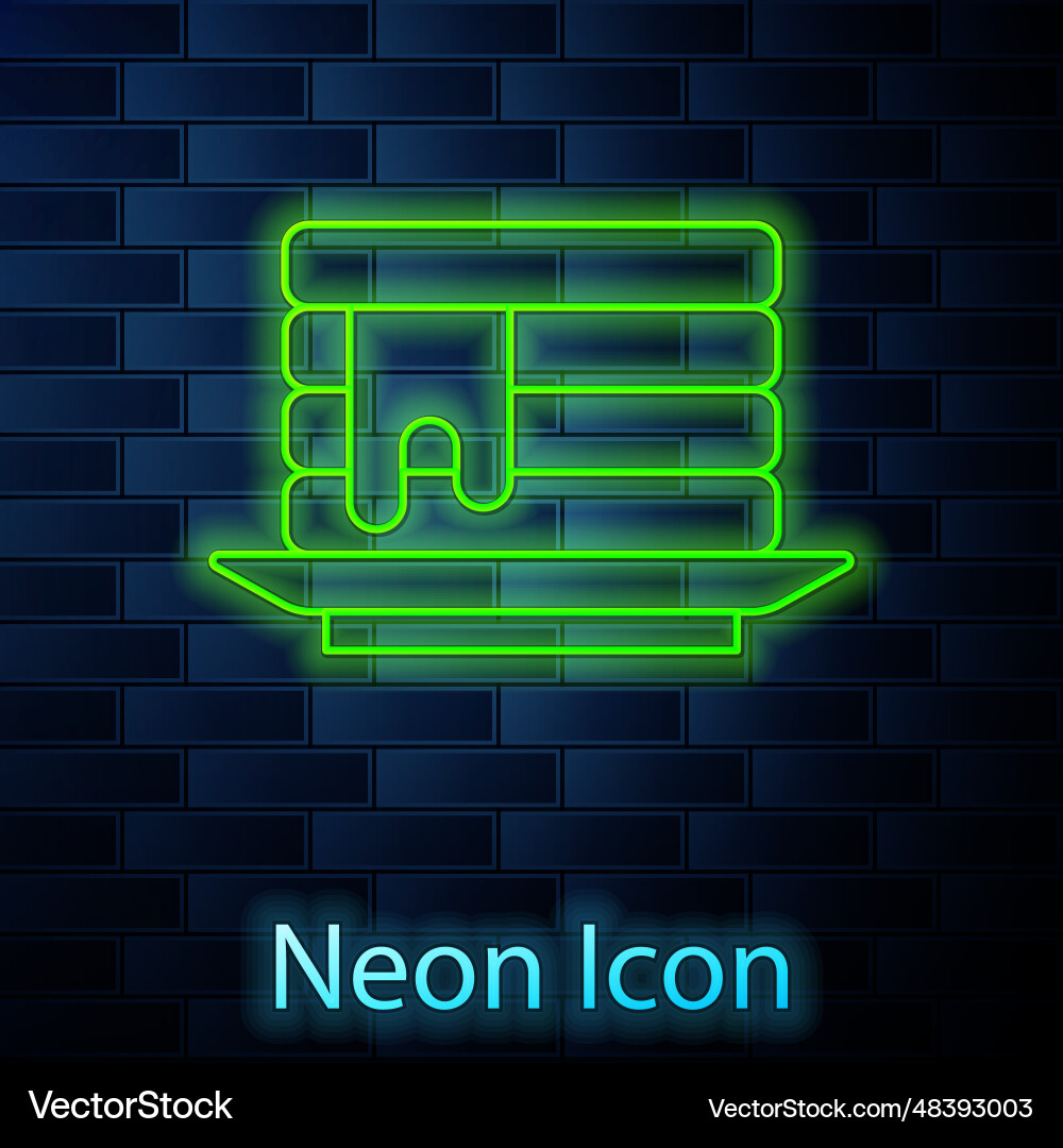 Neon Pancake Stack with Honey Vector Image