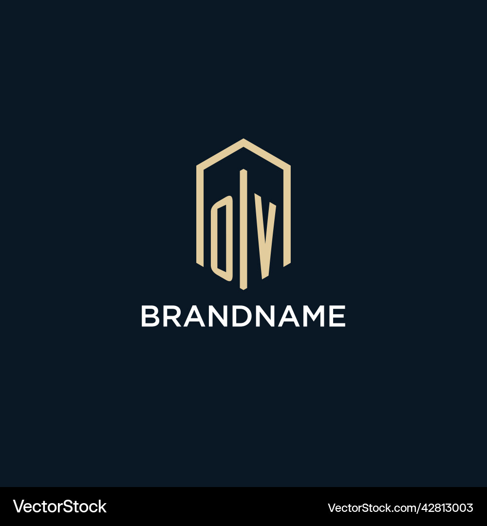 Ov initial monogram logo with hexagonal shape Ov initial monogram logo with hexagonal shape Vector Image