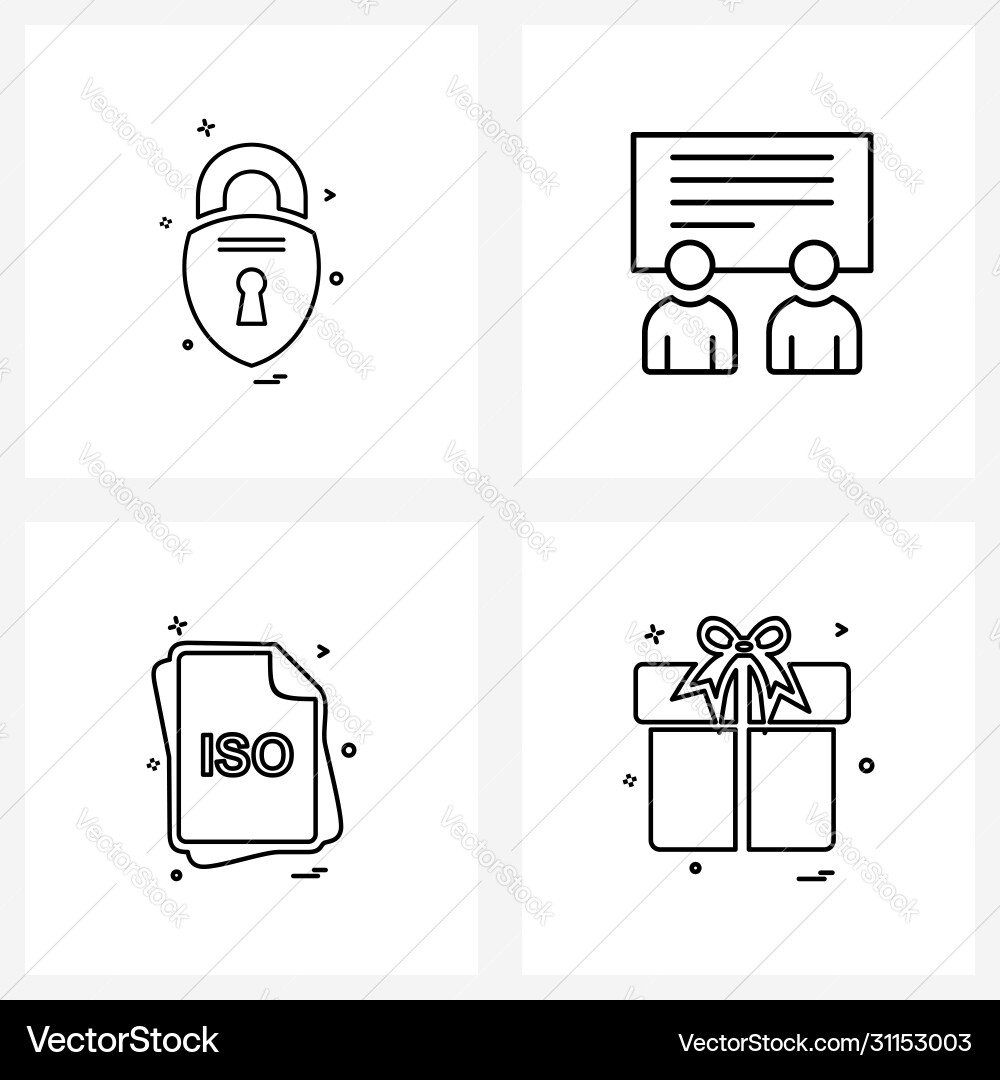 Set 4 ui icons and symbols for locked iso vector image