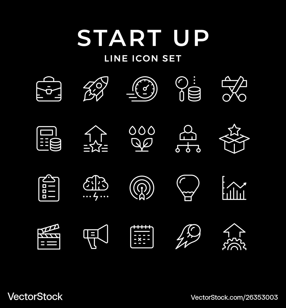Set line icons start up Set line icons start up vector image
